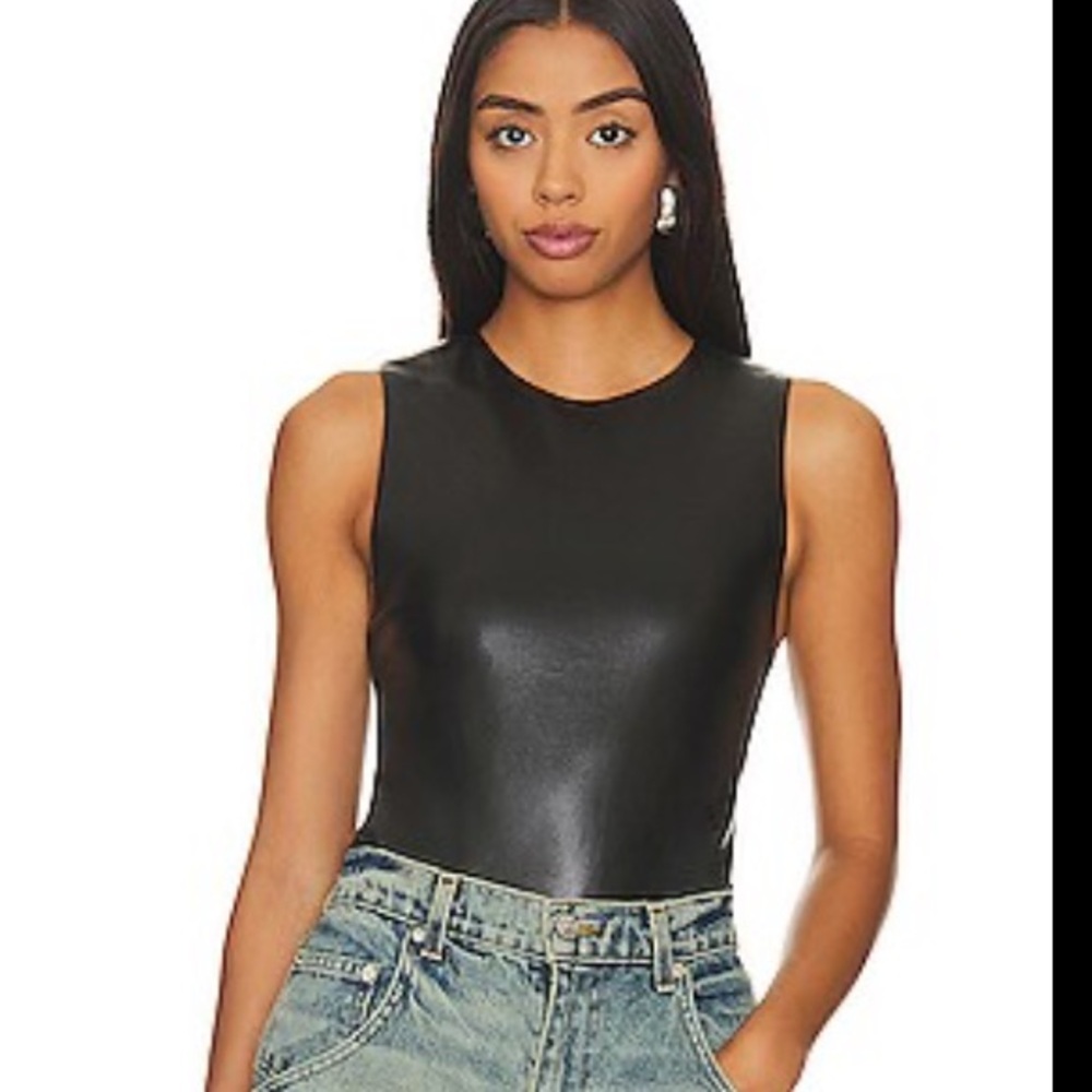 Alice + Olivia Lamb Leather Crop Top